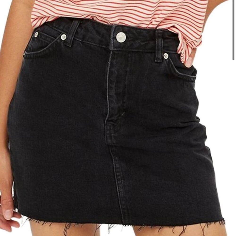 Topshop - Black Denim Mini Skirt - size 0